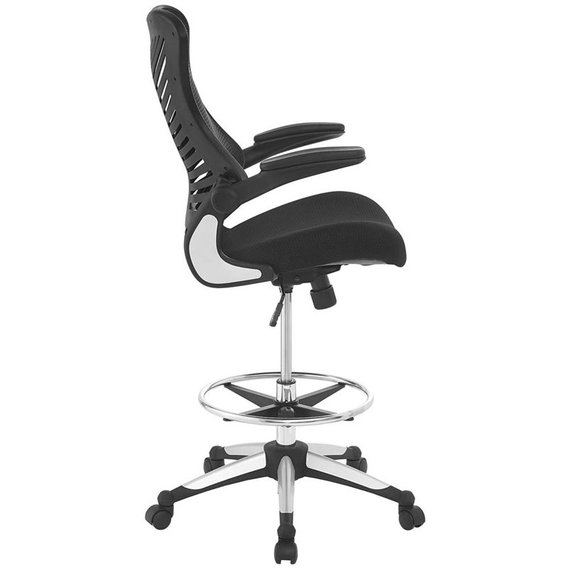Hawthorne Collections Vinyl Nylon Black Drafting Stool Tall Adjustable 44