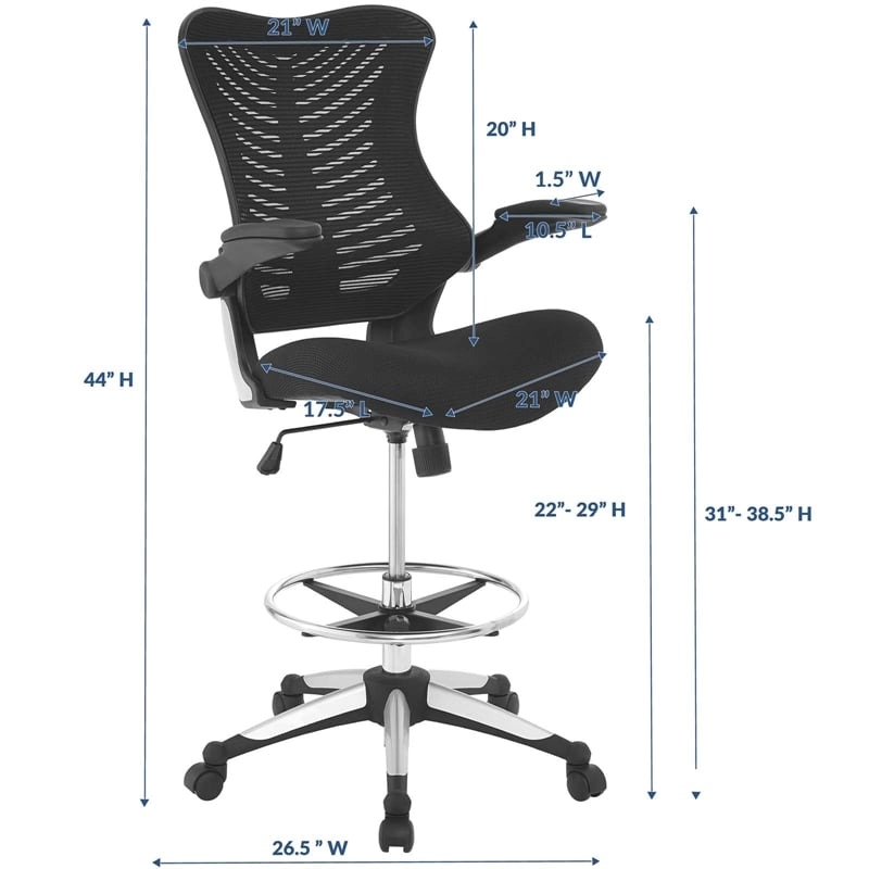 Hawthorne Collections Vinyl Nylon Black Drafting Stool Tall Adjustable 44