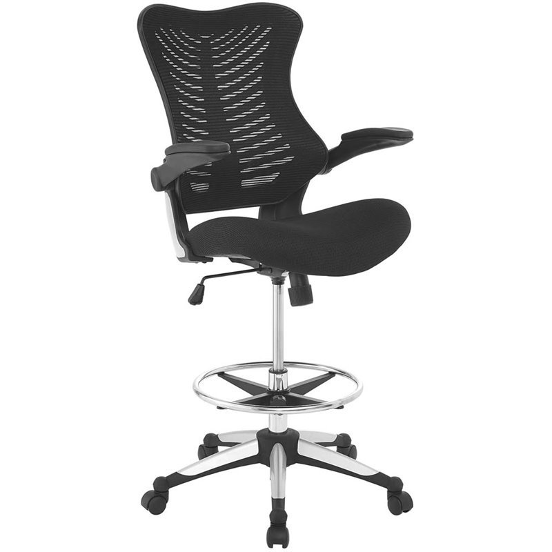Hawthorne Collections Vinyl Nylon Black Drafting Stool Tall Adjustable 44
