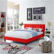 Hawthorne Collections Upholstered Atomic Red Full Platform Bed Rectangular Tufted 60