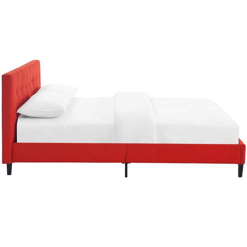 Hawthorne Collections Upholstered Atomic Red Full Platform Bed Rectangular Tufted 60