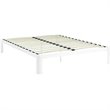 Hawthorne Collections Modern Metal Queen Platform Bed with Slatted Wood in White