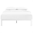 Hawthorne Collections Modern Metal Queen Platform Bed with Slatted Wood in White