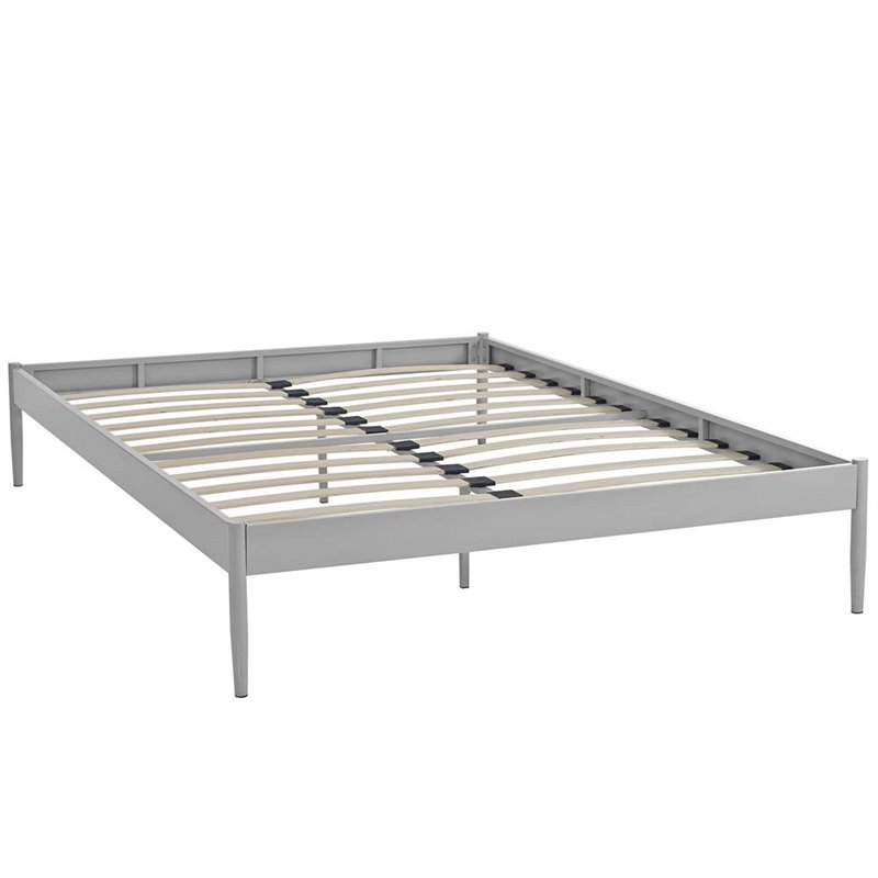 Hawthorne Collections Modern Metal Queen Platform Bed in Gray