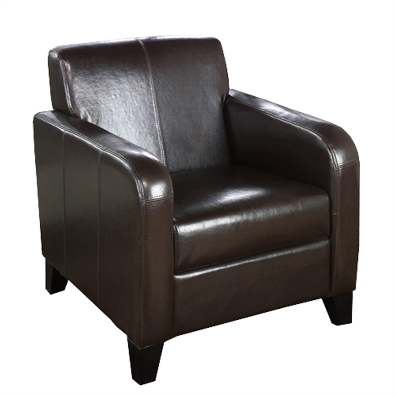 Hawthorne Collections Faux Leather Upholstered Club Chair in Brown