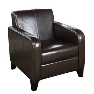 Hawthorne Collections Faux Leather Upholstered Club Chair in Brown