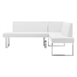 Hawthorne Collections Modern Faux Leather Sectional Sofa in White/Chrome