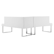 Hawthorne Collections Modern Faux Leather Sectional Sofa in White/Chrome
