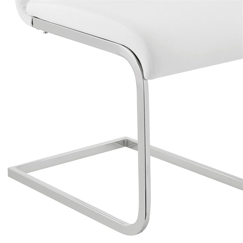 Hawthorne Collections Modern Faux Leather Dining Chair in White (Set of 2)