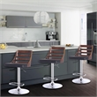 Hawthorne Collections Faux Leather Adjustable Bar Stool in Black