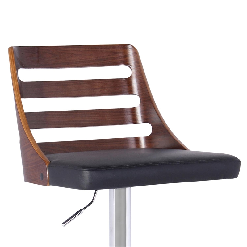 Hawthorne Collections Faux Leather Adjustable Bar Stool in Black
