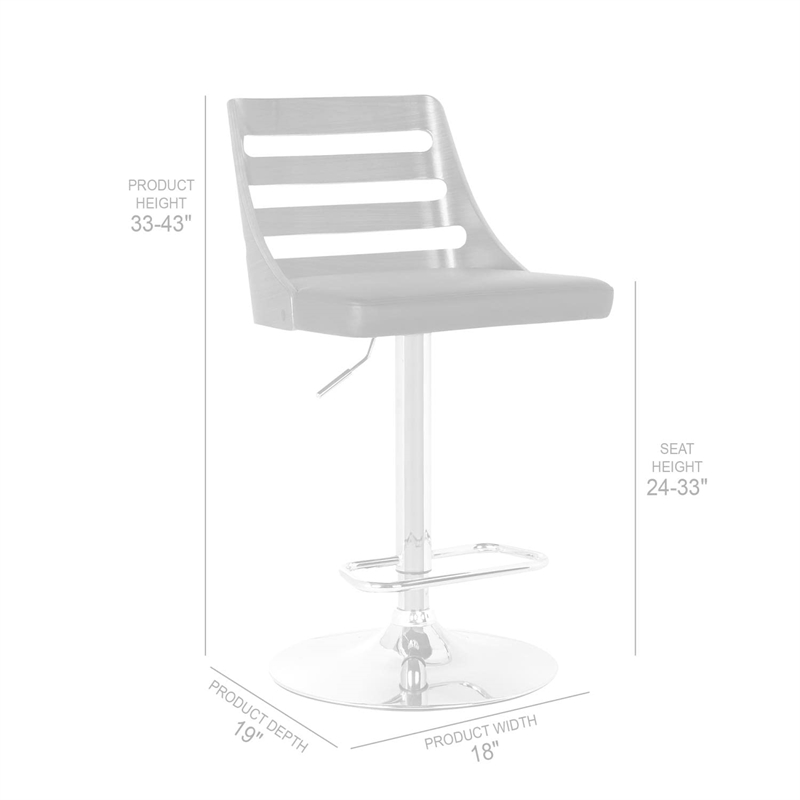 Hawthorne Collections Faux Leather Adjustable Bar Stool in Black