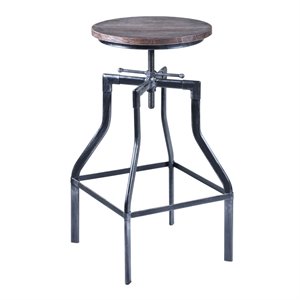 Hawthorne Collections 33&quot Transitional Metal Adjustable Bar Stool in Gray