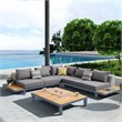 Hawthorne Collections 4-Piece Modern Aluminum Patio Sectional Set in Gray