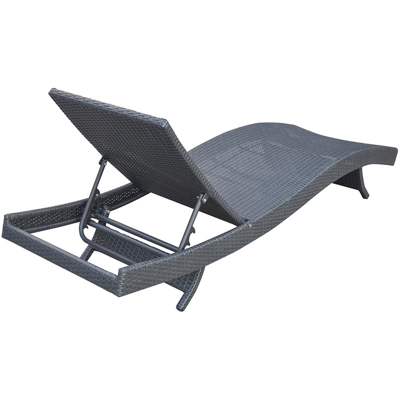 Hawthorne Collections Adjustable Patio Chaise Lounge in Black