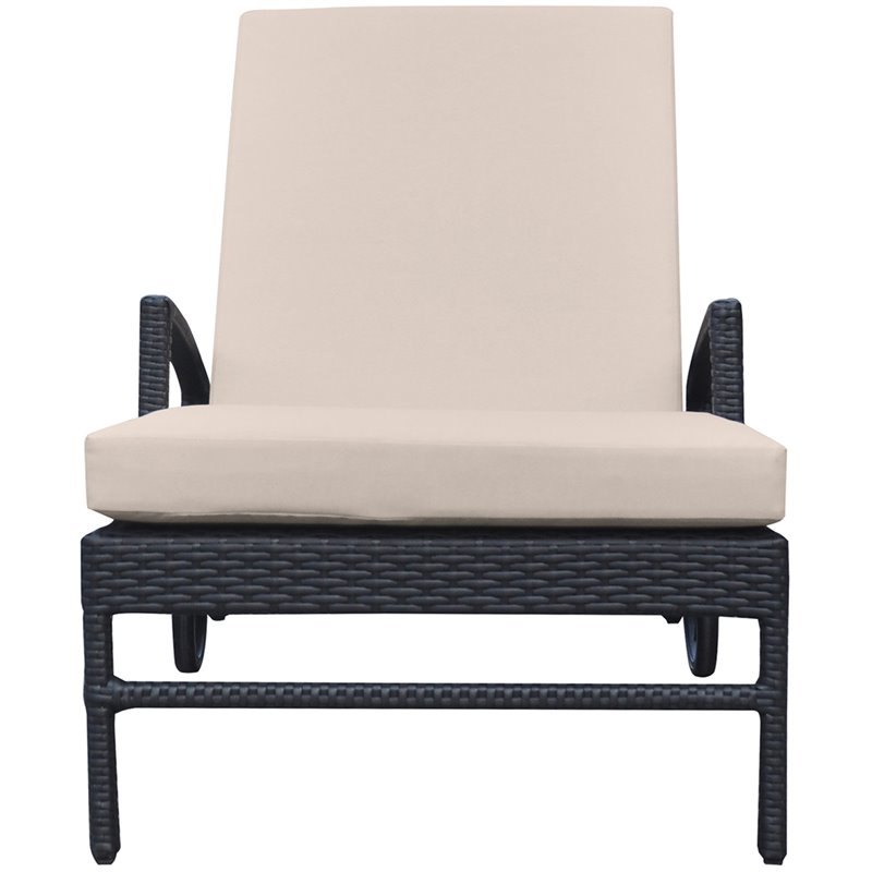 Hawthorne Collections Modern Fabric Adjustable Patio Chaise Lounge in Beige