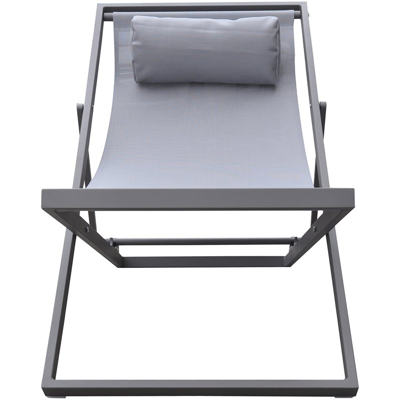 Hawthorne Collections Modern Aluminum Outdoor Deck Chair in Gray