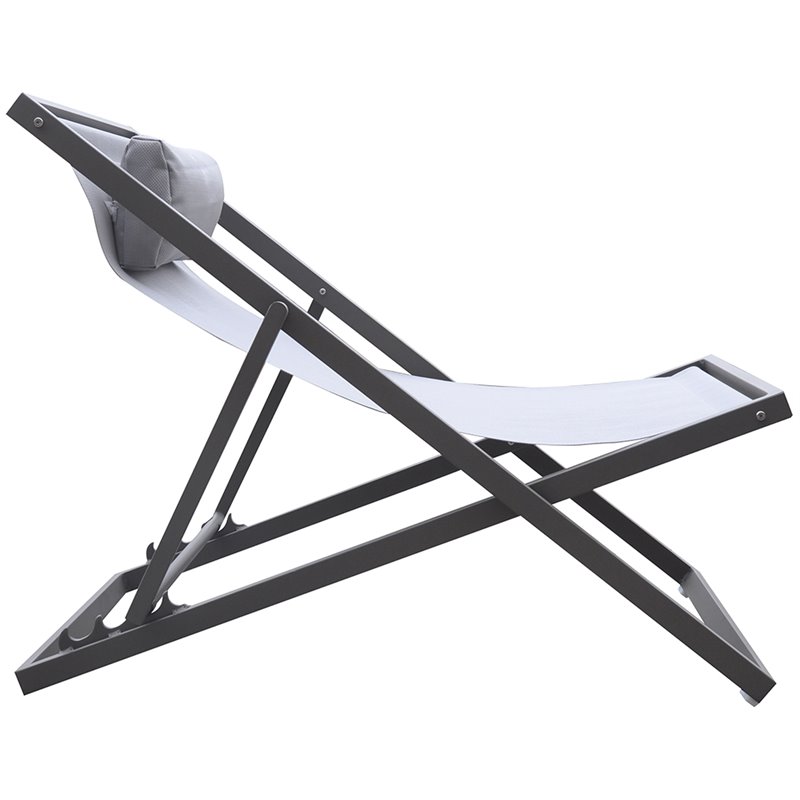 Hawthorne Collections Modern Aluminum Outdoor Deck Chair in Gray