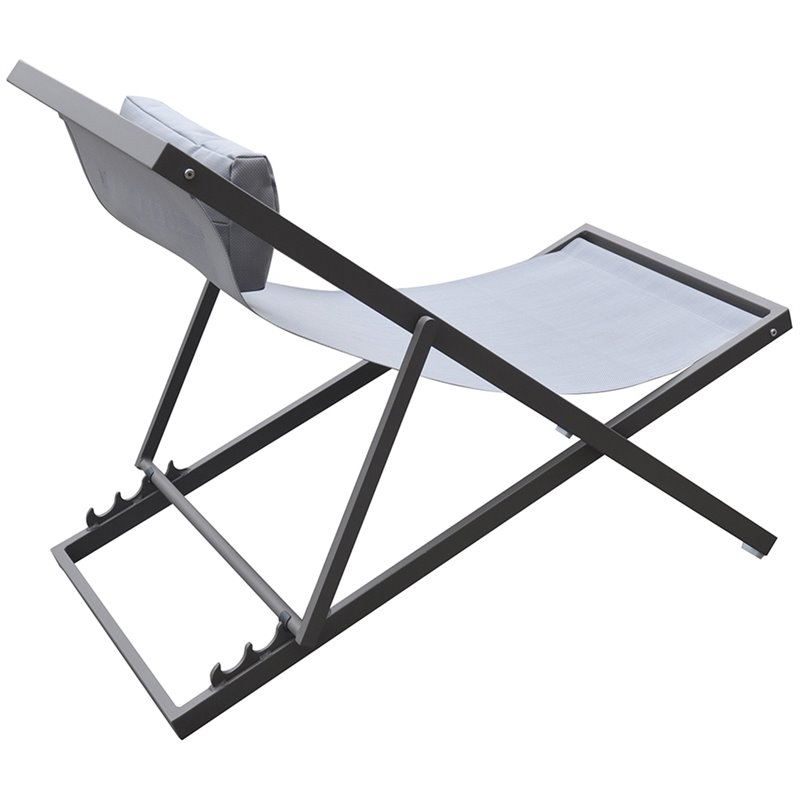 Hawthorne Collections Modern Aluminum Outdoor Deck Chair in Gray