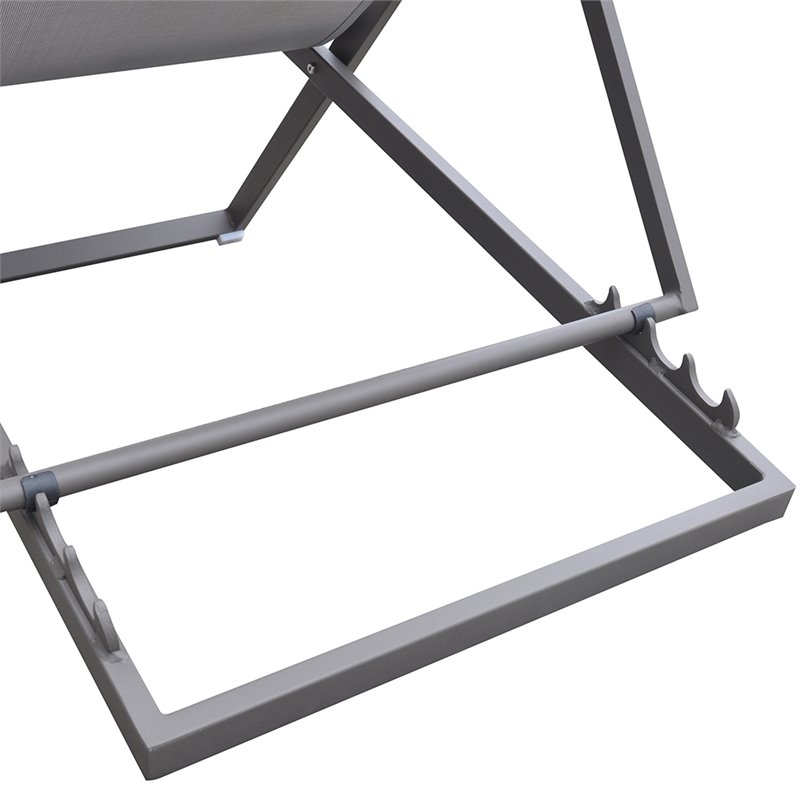 Hawthorne Collections Modern Aluminum Outdoor Deck Chair in Gray