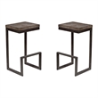 Cube Wood & Architectural Metal Bar Stools - Set of 2