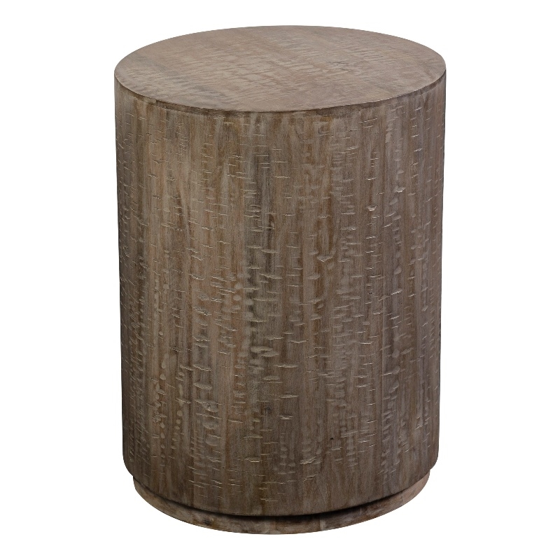 Hawthorne Collections Mango Wood Gray Wash End Table Round 24