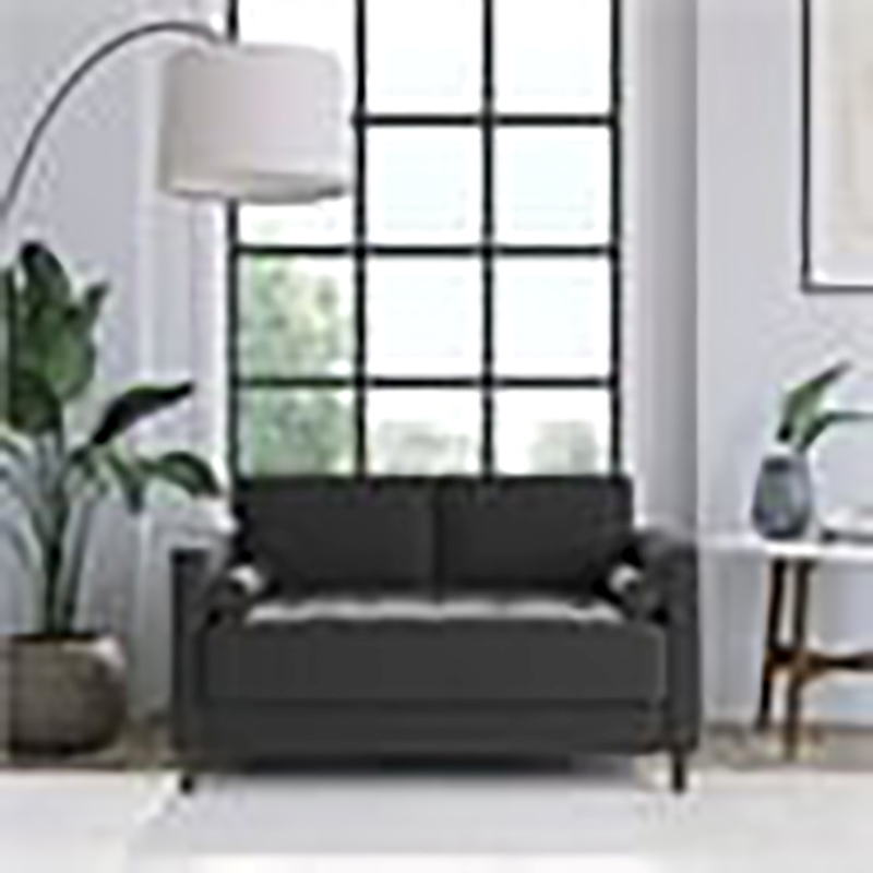 Hawthorne Collections Transitional Fabric Loveseat in Heather Gray