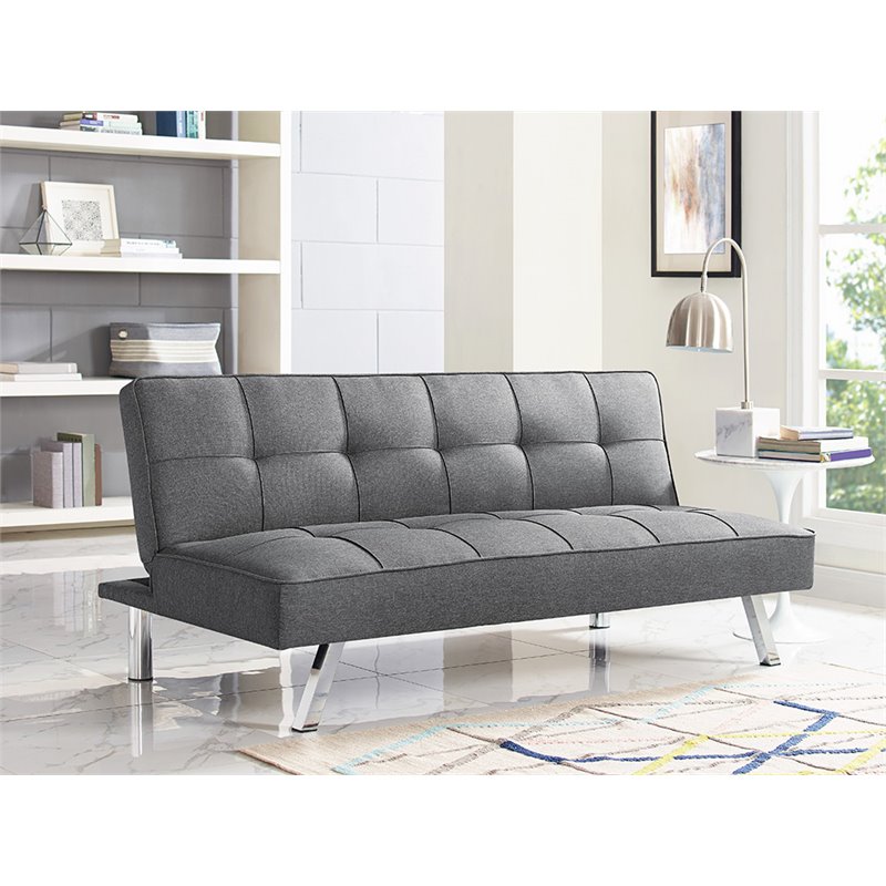 Hawthorne Collections Tufted Contemporary Fabric Sleeper Sofa in Charcoal