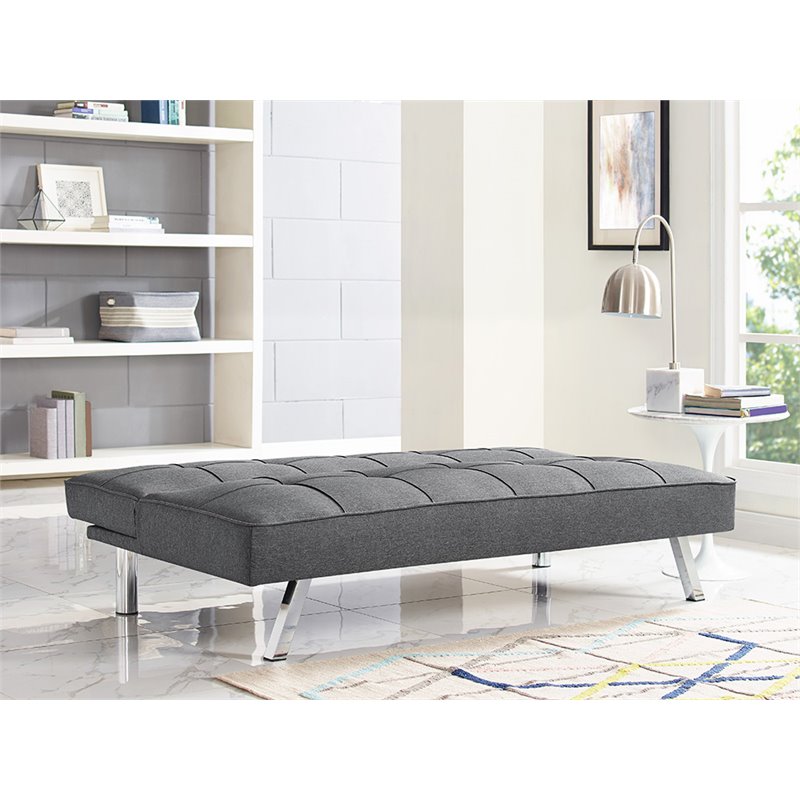 Hawthorne Collections Tufted Contemporary Fabric Sleeper Sofa in Charcoal