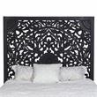 Hawthorne Collections Traditional Hand Carved Floral Wood Queen Bed in Black
