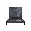 Hawthorne Collections Traditional Hand Carved Floral Wood Queen Bed in Black