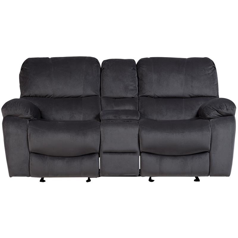 Corvallis Transitional Reclining Gliding Console Loveseat - Steel Blue