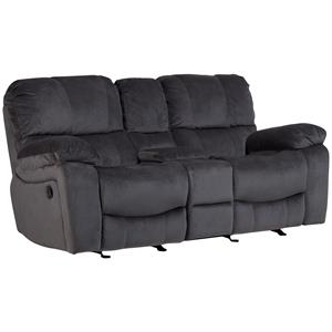 Corvallis Transitional Reclining Gliding Console Loveseat - Steel Blue