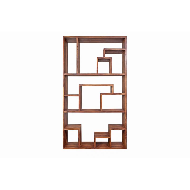 Urban Contemporary Asymmetric Solid Sheesham Wood Bookshelf
