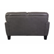 Hawthorne Collections Top Grain Leather Button Tuft Loveseat in Gray