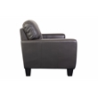 Hawthorne Collections Top Grain Leather Button Tuft Loveseat in Gray