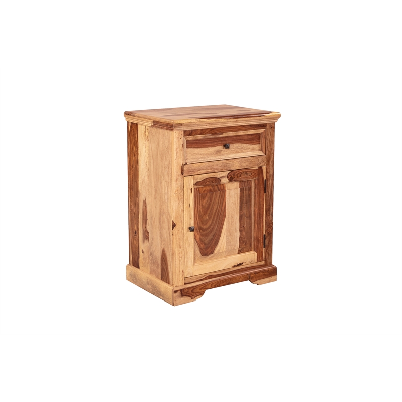 Hawthorne Collections Solid Sheesham Wood Brown Nightstand Rectangular 33
