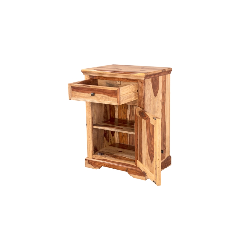 Hawthorne Collections Solid Sheesham Wood Brown Nightstand Rectangular 33