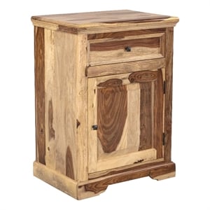 Hawthorne Collections Solid Sheesham Wood Brown Nightstand Rectangular 33&quotH Assembled