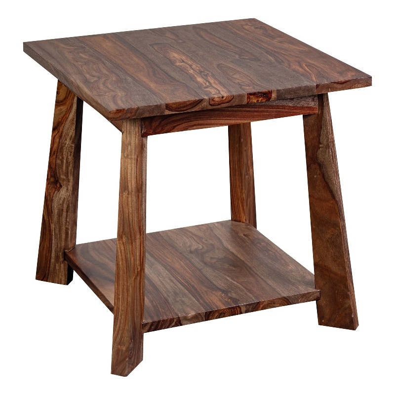 Hawthorne Collections Solid Sheesham Wood Harvest Brown End Table Square 24