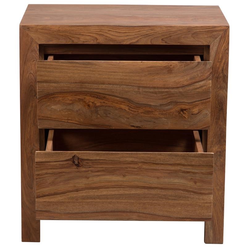 Avalon Mid-Century Modern Sheesham Wood 2 Drawer Nightstand