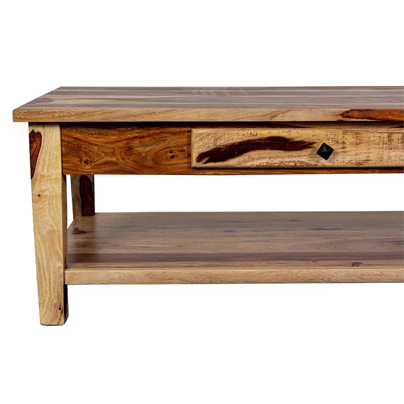 Sante Fe Solid Sheesham Wood Coffee Table w/ Drawer