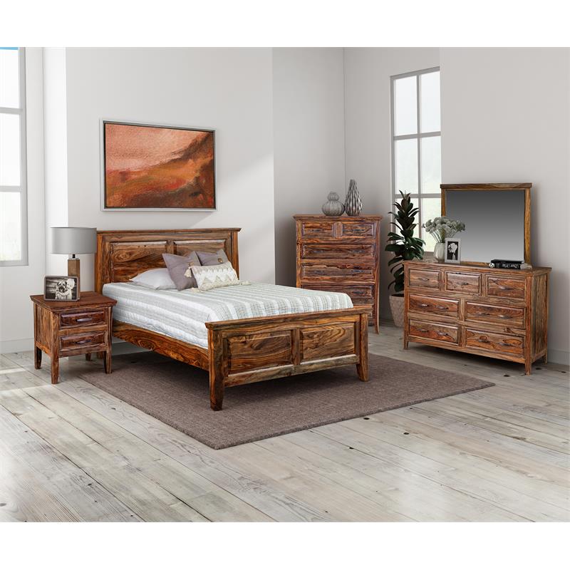 Sonora Solid Sheesham Wood Brown Nightstand Rectangular