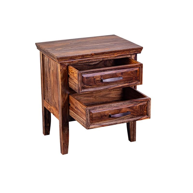 Sonora Solid Sheesham Wood Brown Nightstand Rectangular