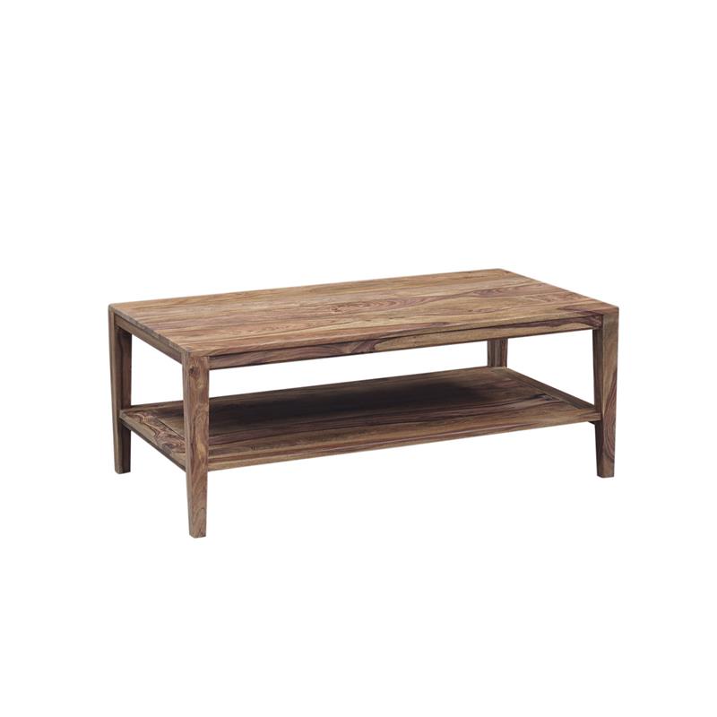 Hawthorne Collections Solid Sheesham Wood Natural Coffee Table Rectangular 46