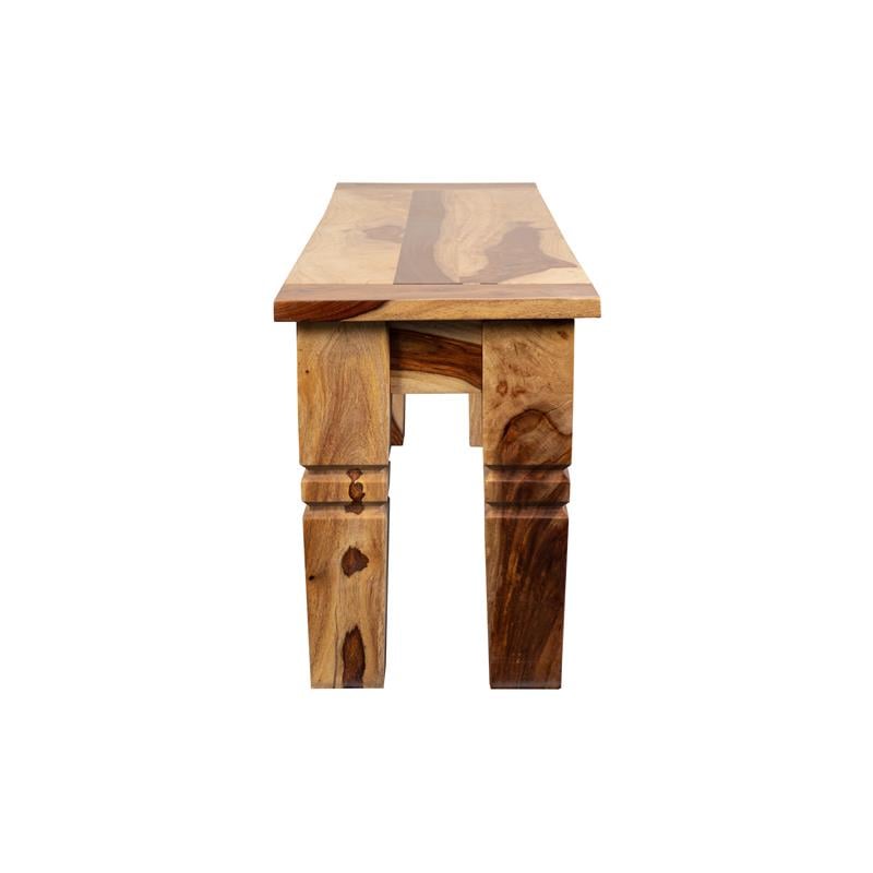 Hawthorne Collections Solid Sheesham Wood Natural Dining Bench Rectangular Handcrafted 54
