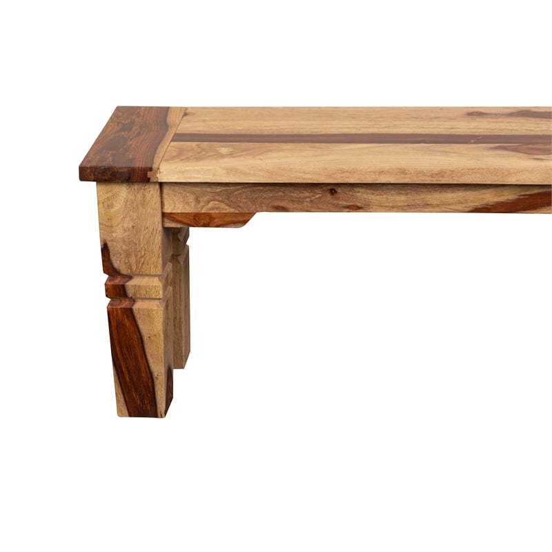 Hawthorne Collections Solid Sheesham Wood Natural Dining Bench Rectangular Handcrafted 54