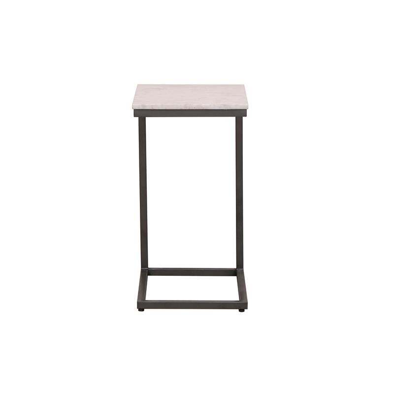 Hawthorne Collections Marble Pavia C Table with Metal Frame in White (Set of 2)