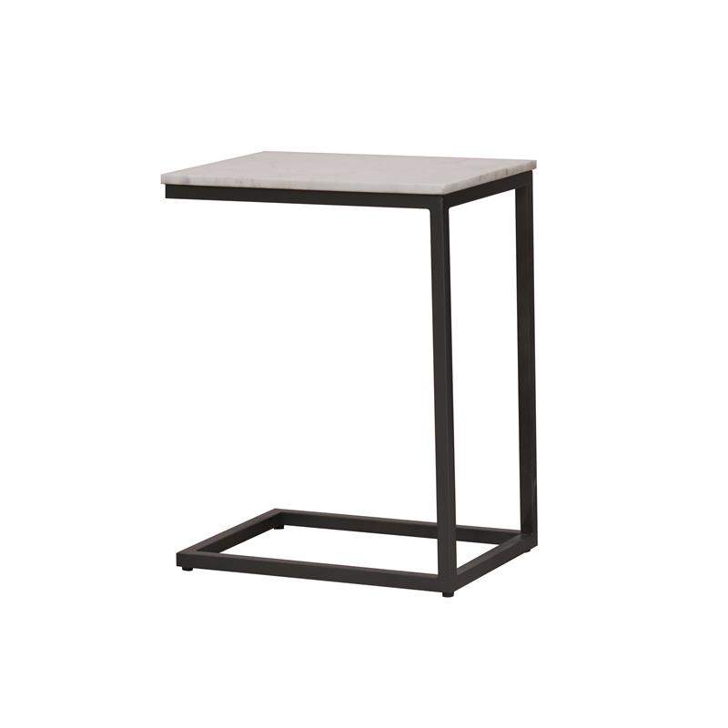 Hawthorne Collections Marble Pavia C Table with Metal Frame in White (Set of 2)