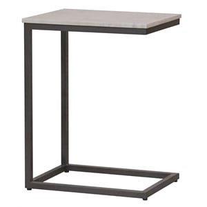 Hawthorne Collections Marble Pavia C Table with Metal Frame in White (Set of 2)